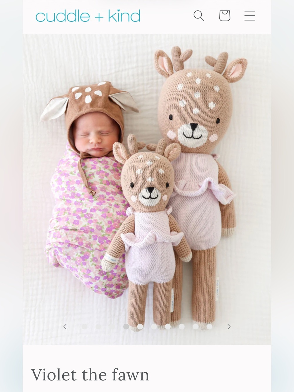 Cuddle and Kind Violet the Fawn Knit Doll - 13” Little